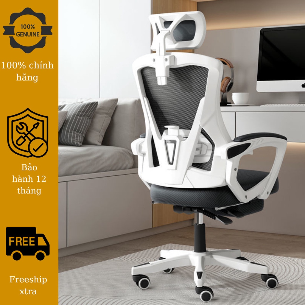 Ghế Gaming-Ghế Xoay Cao Cấp GVP-220-Thiết Kế Công Thái Học Bảo Vệ Cột Sống-Có Tựa Cổ - Tựa Lưng Lưới