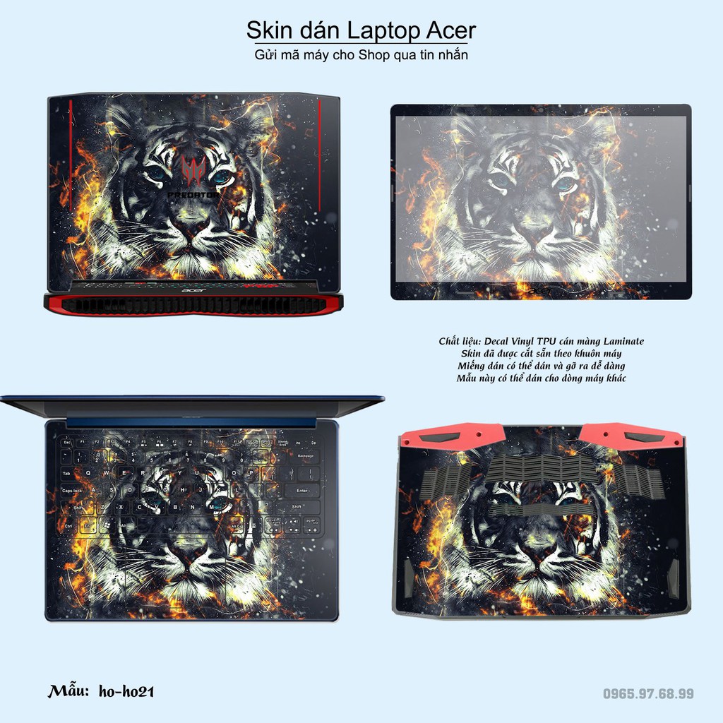 Skin dán Laptop Acer in hình Con hổ (inbox mã máy cho Shop)