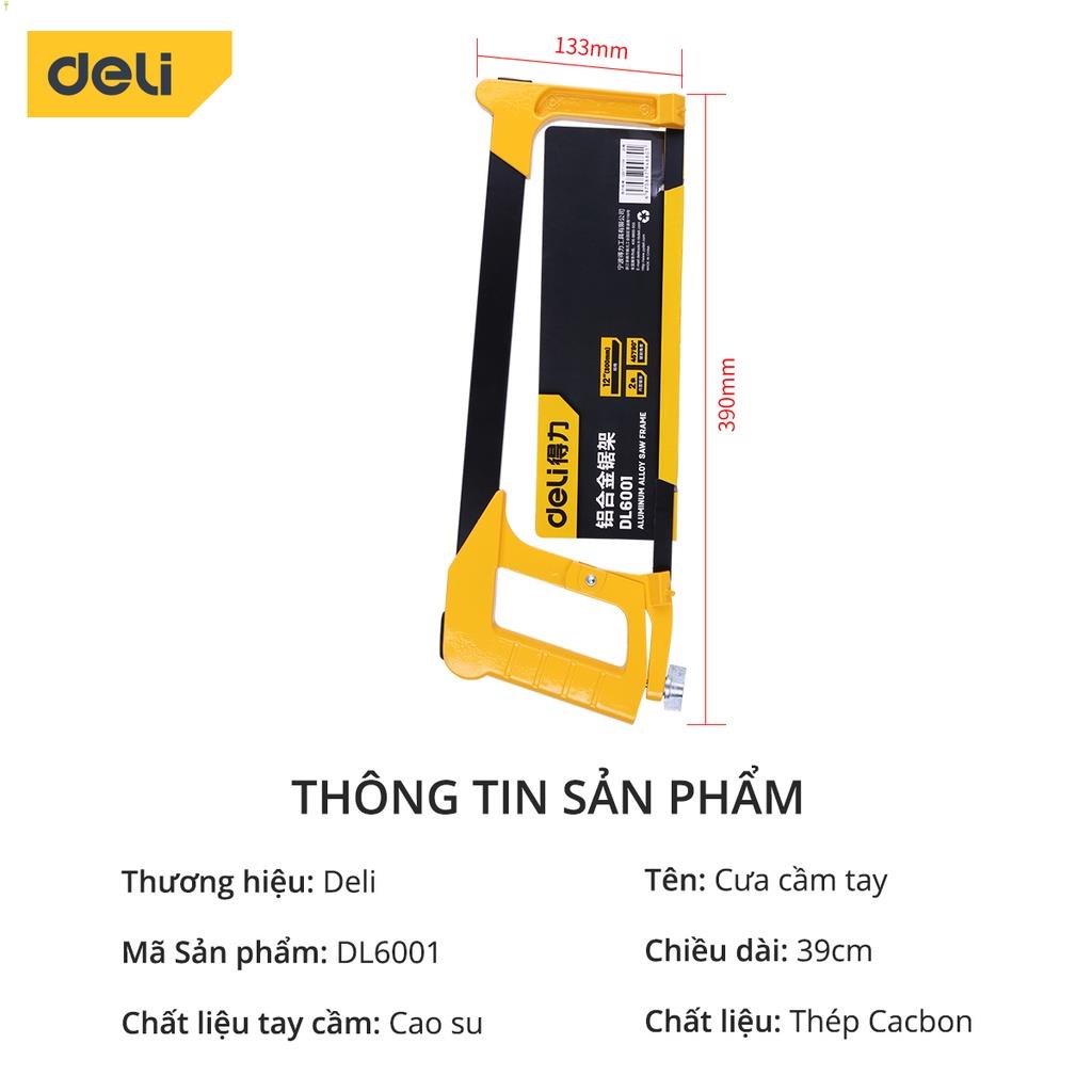 Khung Cưa Cầm Tay Deli Cao Cấp Chính Hãng - Lưỡi Hợp Kim Nhôm Sắc Bén, Siêu Bền - Tay Cầm Nhựa PP Thoải Mái - DL6001 .