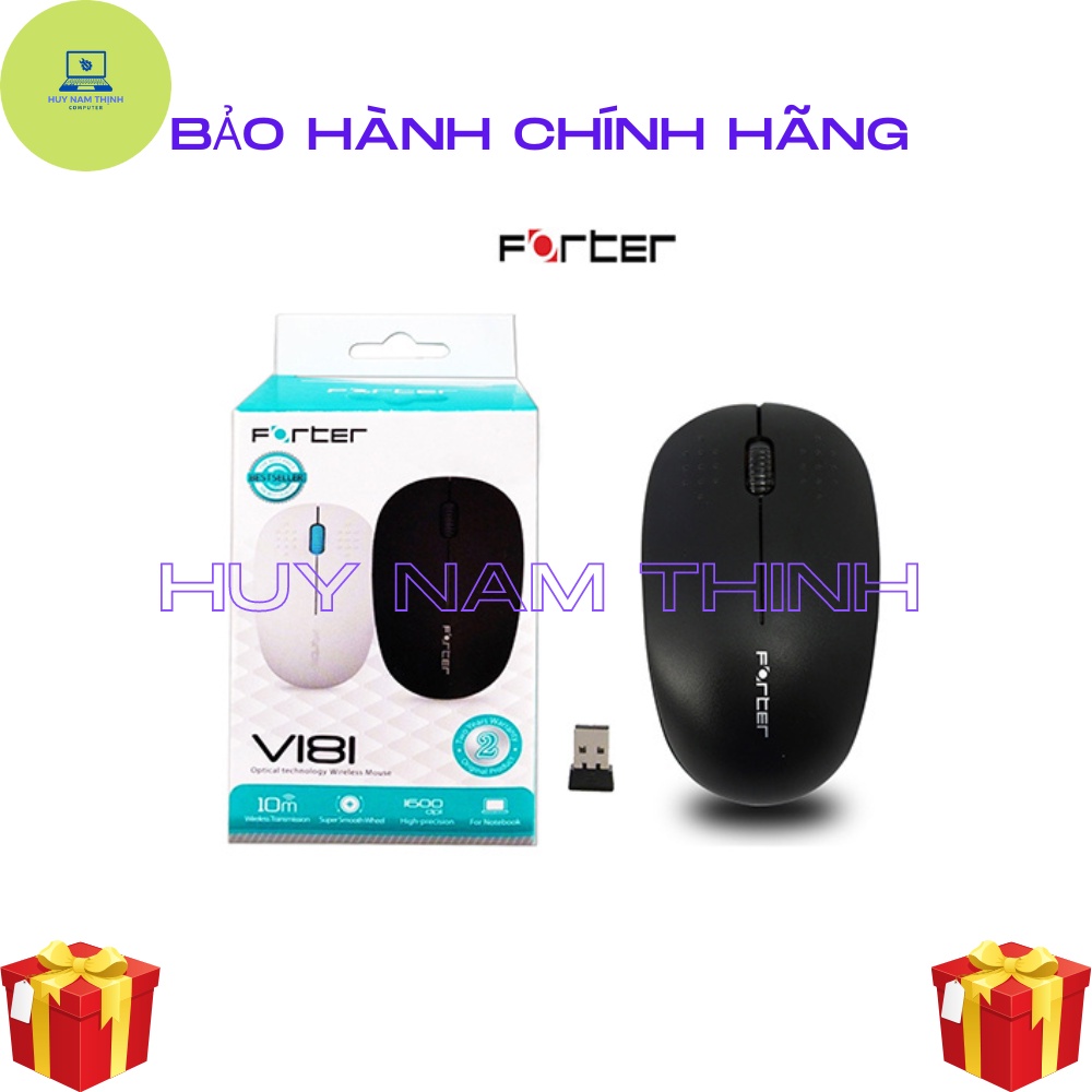 Chuột máy tính không dây Forter V181 bấm êm không tiền ồn, độ nhạy cao tặng kèm pin chính hãng