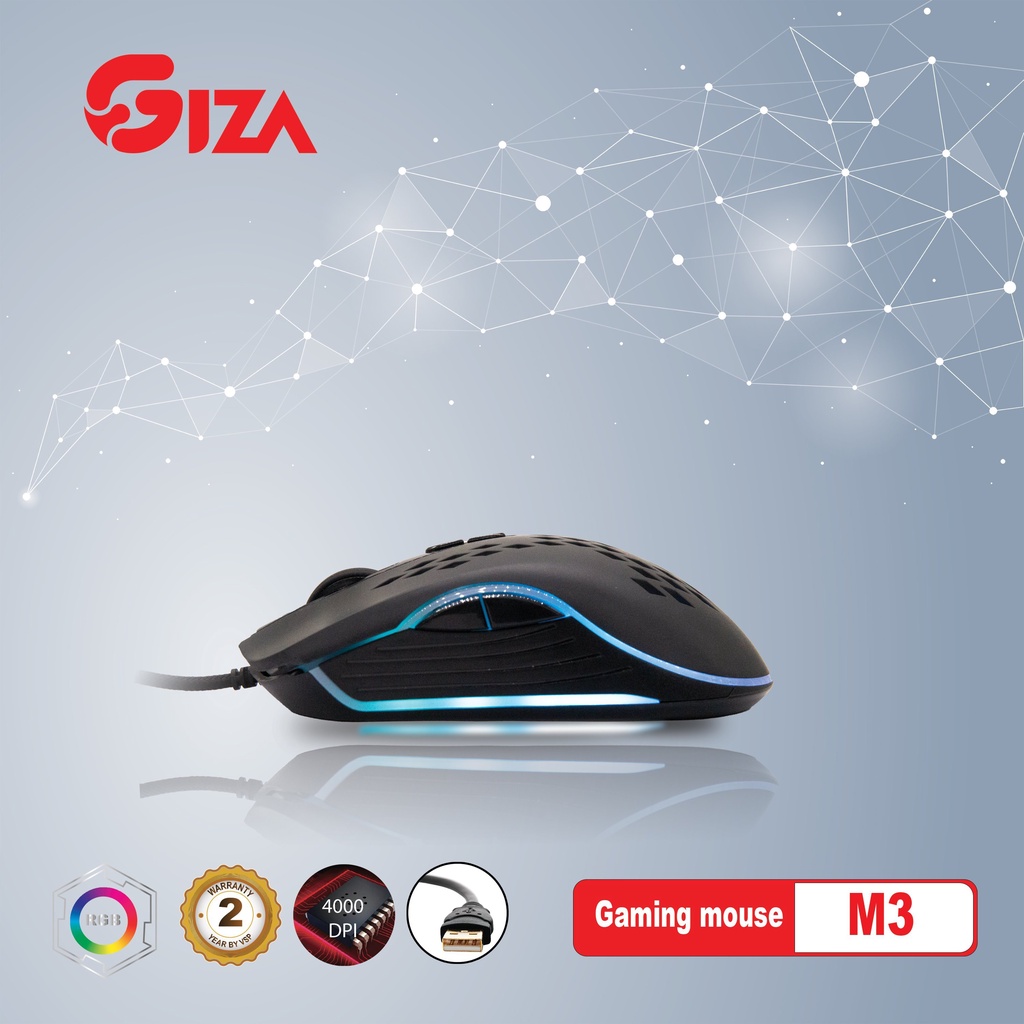 [Gaming Mouse] Chuột chuyên Game cao cấp GIZA M3 Matrix, Led RGB, DPI 4000, BH 2 năm (Đen) - Nhất Tín Computer