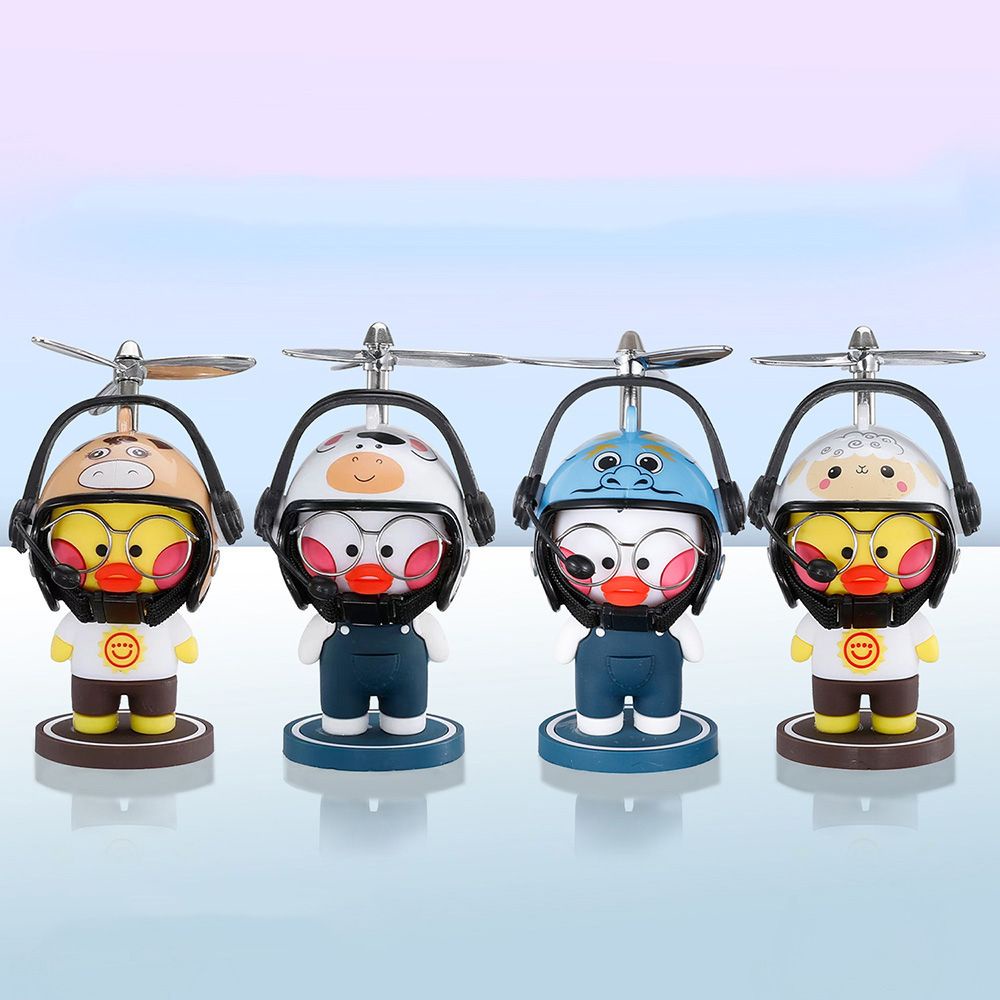 Mô hình chú vịt đội mũ bảo hiểm có chong chóng tre đáng yêu dành cho trang trí nhiều mẫu tùy chọn