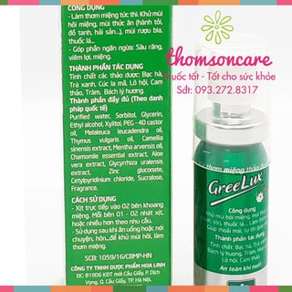 Xịt Thơm Miệng Greelux thảo dược vị cay mát