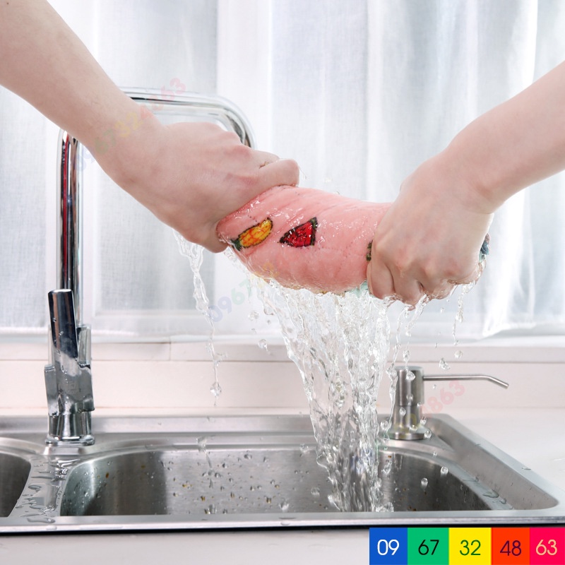 Khăn lau đa năng HỌA TIẾT thấm nước chống dính dầu mỡ hai mặt loại to 25x25cm