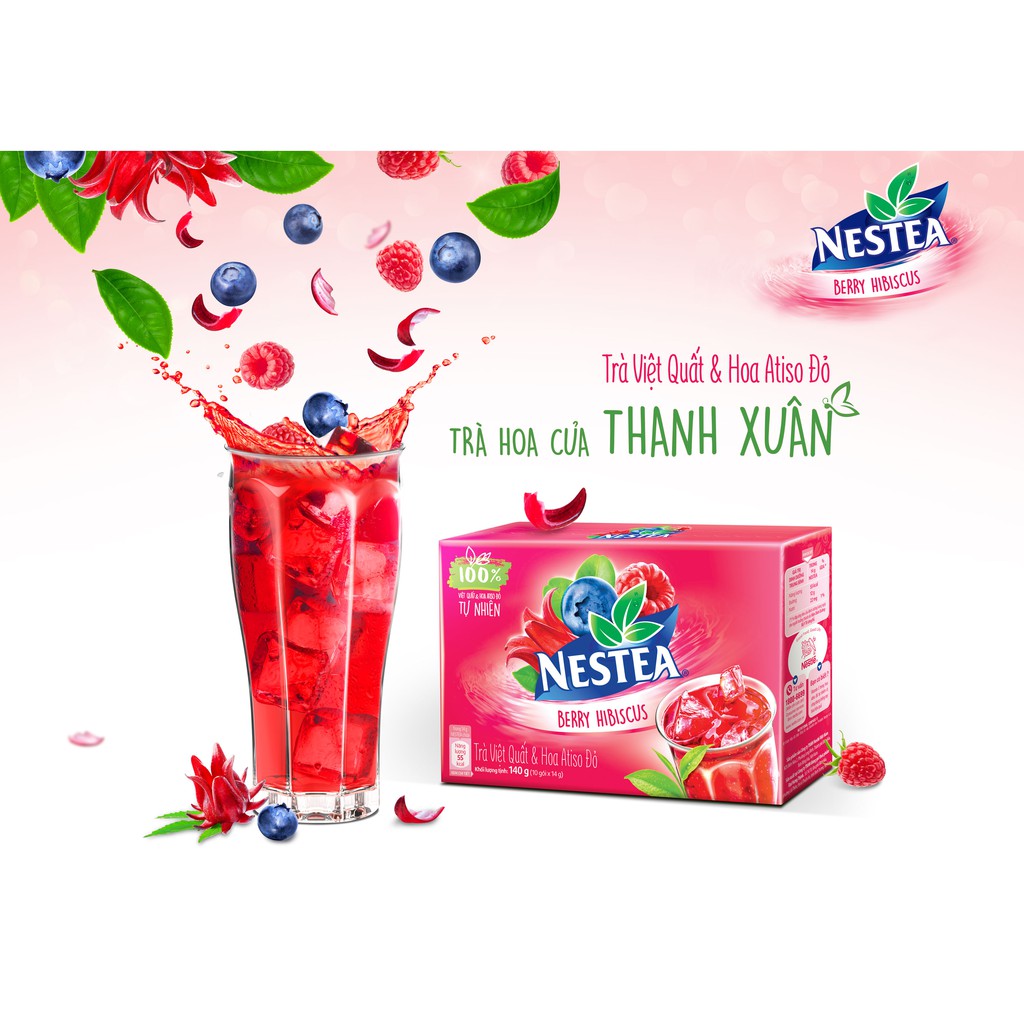 Trà Việt Quất Và Hoa Atiso Đỏ/ Trà Vải & Hoa Lài/ Hoa Quả Nestea Hộp 10 Gói x 14g