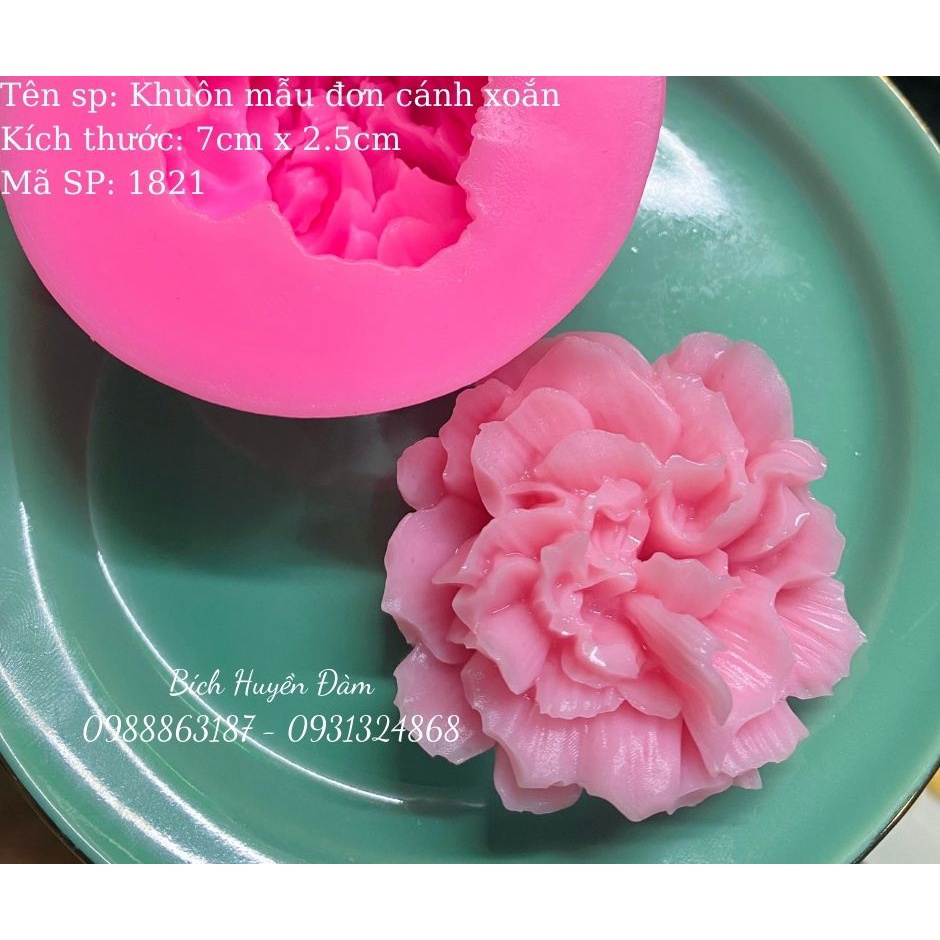 Khuôn silicon hoa mẫu đơn cánh xoắn 1821