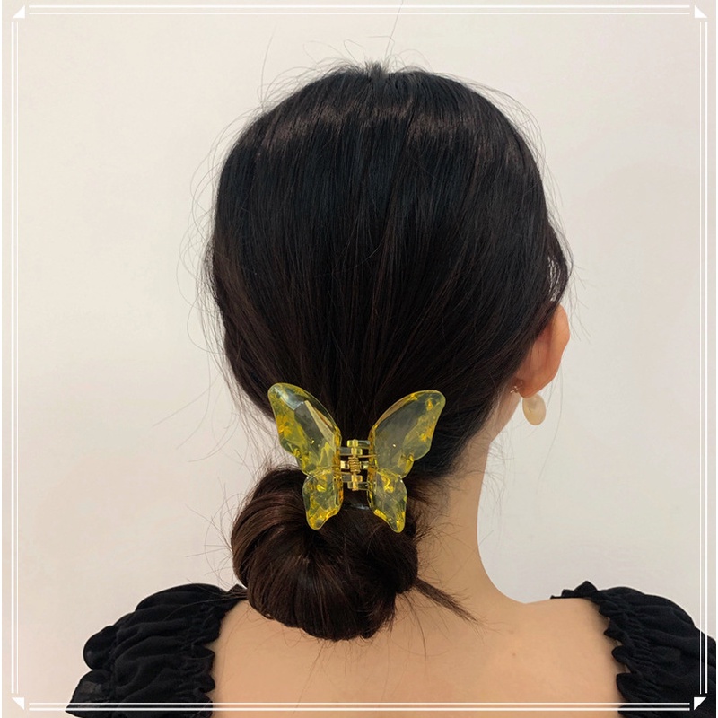 Kẹp Tóc Hình Bướm Bằng Acrylic Trong Suốt Phong Cách Hàn Quốc