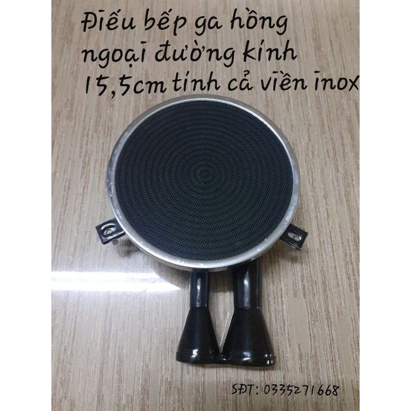 Bộ họng/đầu đốt ống điếu bếp ga hồng ngoại đk 15.5cm thay thế bếp ga TAKA HG3, HG4, HG8, HG9, BG02...