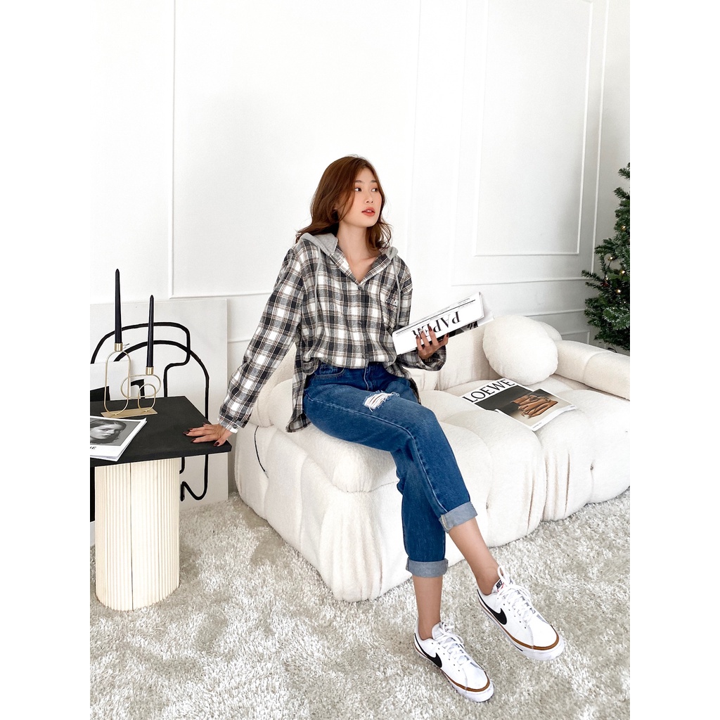 Quần jean baggy rách gối chất jeans 100% cotton MIEU - HN22