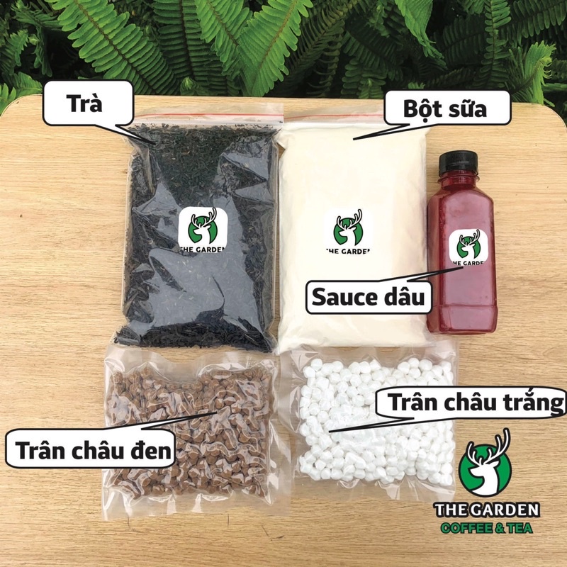 Set Trà Sữa Tự Pha Vị Dâu  THE GARDEN, Nguyên Liệu Làm Trà Sữa Việt Quất, Dưa Lưới, Xoài 25-30 LY