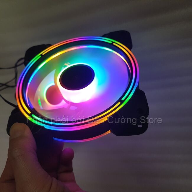 Quạt Fan Case Led 2 Vòng Rings Colours full 12cm Nhiều Màu Hiệu Ứng Đẹp Chuẩn Game Thủ - Không Cần Hub V55