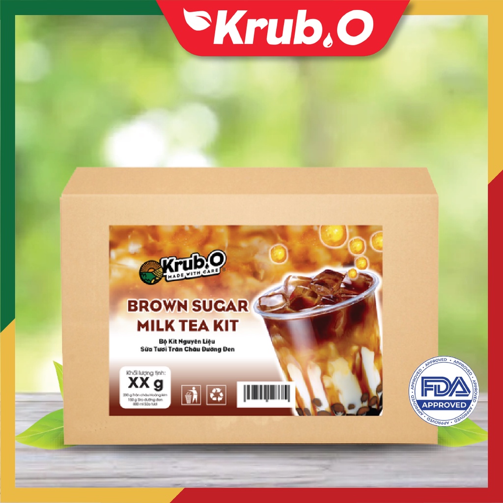 Trà sữa tự pha set sữa tươi trân châu đường đen 4 cốc Krub.O