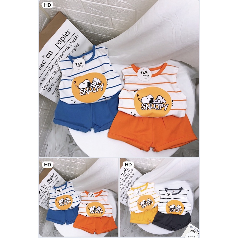 (8-18kg)Bộ thun chất cotton hình Snoopy cho bé (hình thật)