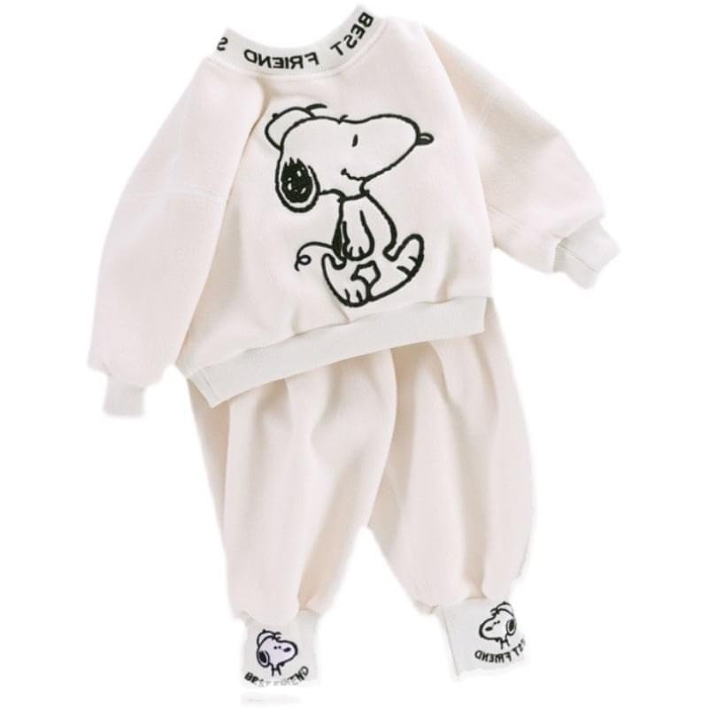 Set Quần Áo Nỉ Bông 2 Màu Thêu Hình Chú Chó Cho Bé Từ 7 - 27kg. SÂU SHOP