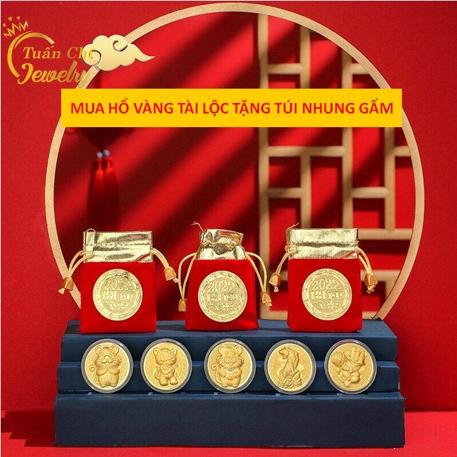 TẶNG TÚI NHUNG Đồng Xu May Mắn Hình Con Hổ Mạ Vàng Cao Cấp, Sang Trọng, Quà Tặng Ý Nghĩa Tết 2022[ LOẠI 1- SỈ GIÁ TỐT]