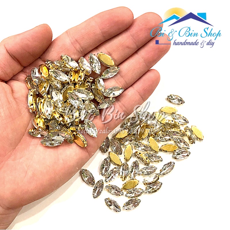 25-40 Viên Đá Đế Lá Me Hạt Nhựa Đính Kết Trang Phục Thời Trang
