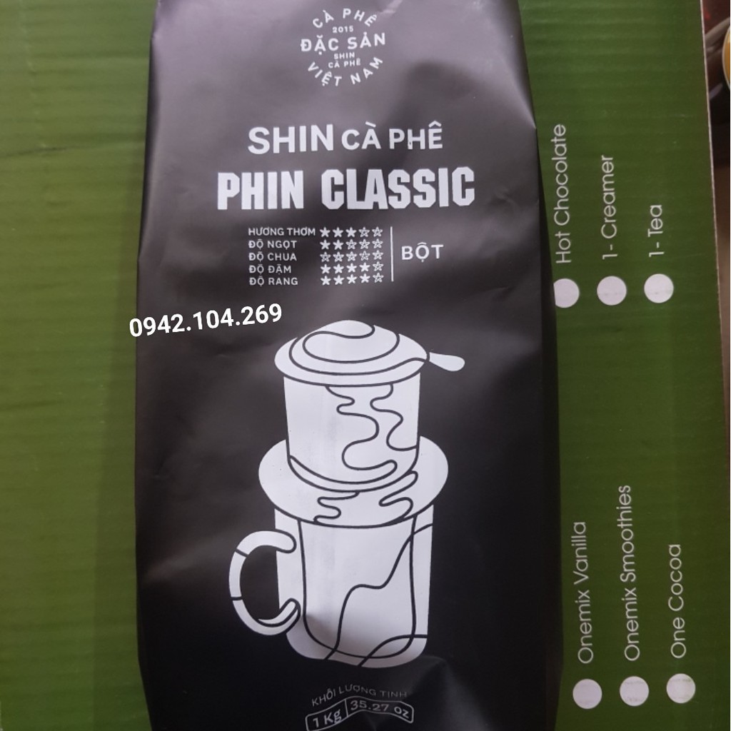 Cafe/Cà phê Bột Nguyên Chất SHIN Pha Phin Class gói 1kg