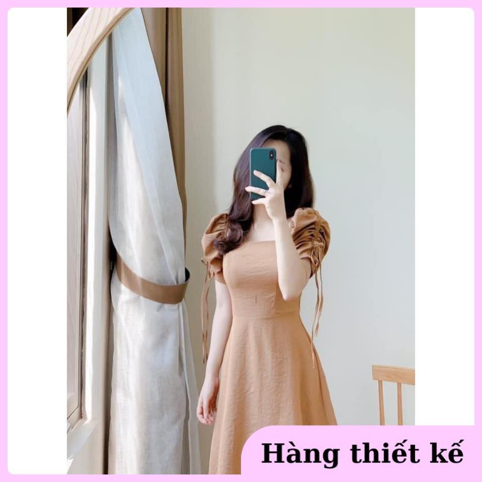 ( Hàng cao cấp ) Đầm dự tiệc cổ vuông tay bồng rút dây sang chảnh | BigBuy360 - bigbuy360.vn