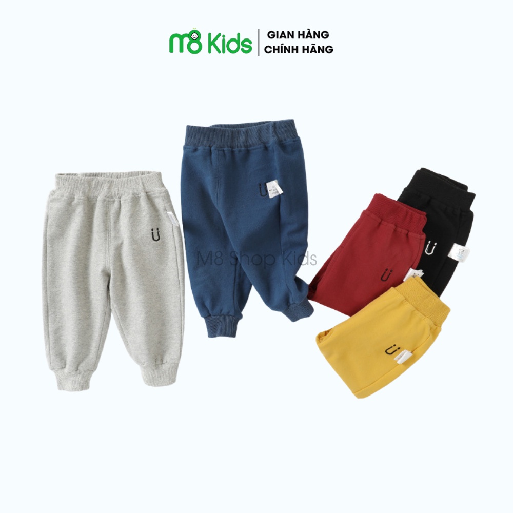Quần nỉ cho bé họa tiết thêu chữ U cho bé 8-18kg QATE743
