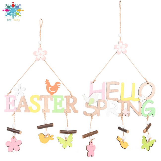 Party Ornament Home Shop Window Decor Letter for Pendant Easter Hanging Wooden