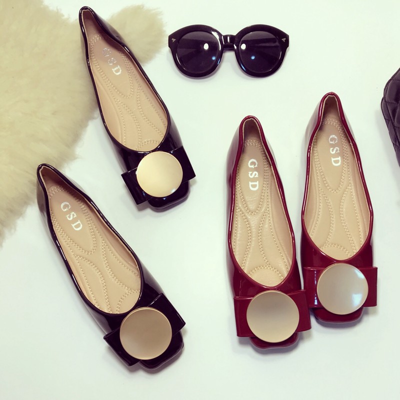 Giày Búp Bê Mũi Vuông Đính Khóa Kim Loại Xinh Xắn Cho Nữ | BigBuy360 - bigbuy360.vn