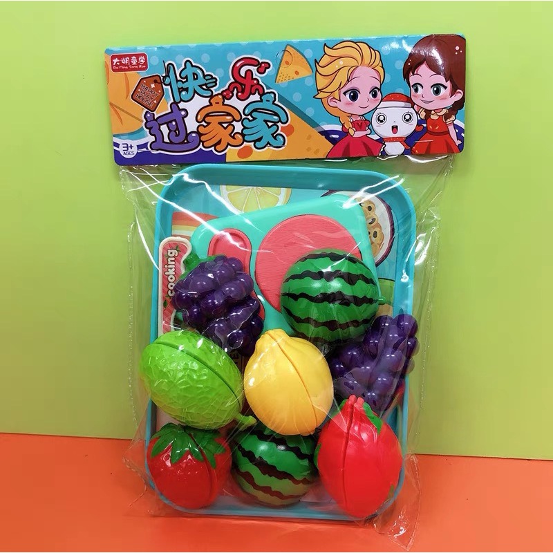 Đồ chơi cắt hoa quả rau củ nhựa có khay đựng cho bé - CQK