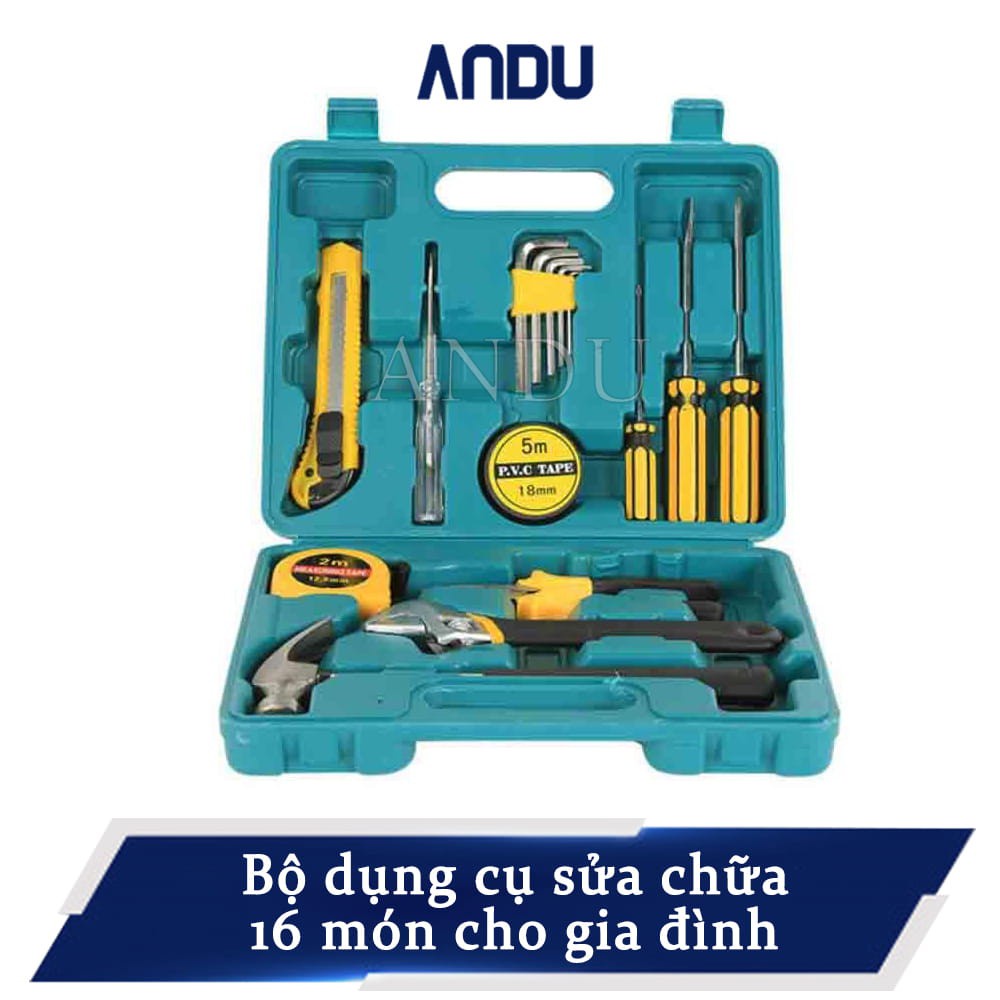 Dụng Cụ Sửa Chữa 16 Món Đa Năng, Bộ Đồ Nghề Sửa Chữa Cơ Khí Cho Mọi Gia Đình, Búa, Cờ Lê, Kìm,...