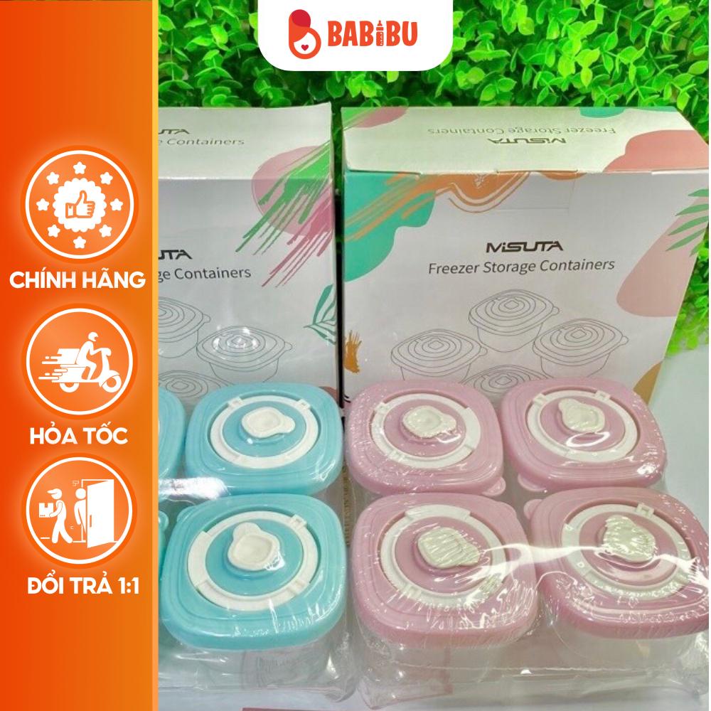 Hộp Trữ Đông Cao Cấp, Hộp Trữ Đồ Ăn Dặm Cho Bé 120ml Misuta, Dùng Được Trong Lò Vi Sóng, Đặt Lịch Ngày Trữ Đông Babibu