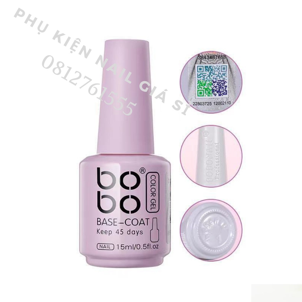 Base top Bobo chính hãng - gel liên kết, top phủ bóng, cứng móng, top lì Bobo