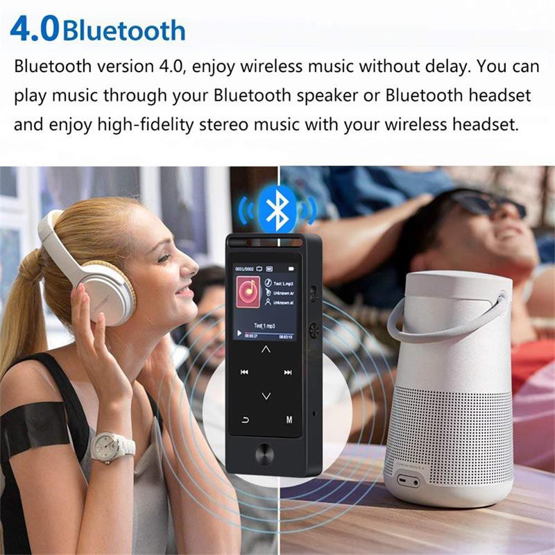 Máy nghe nhạc MP3 benjie S8 Bluetooth 4.0 màn hình 1.4inch cảm ứng hỗ trợ thẻ nhớ TF