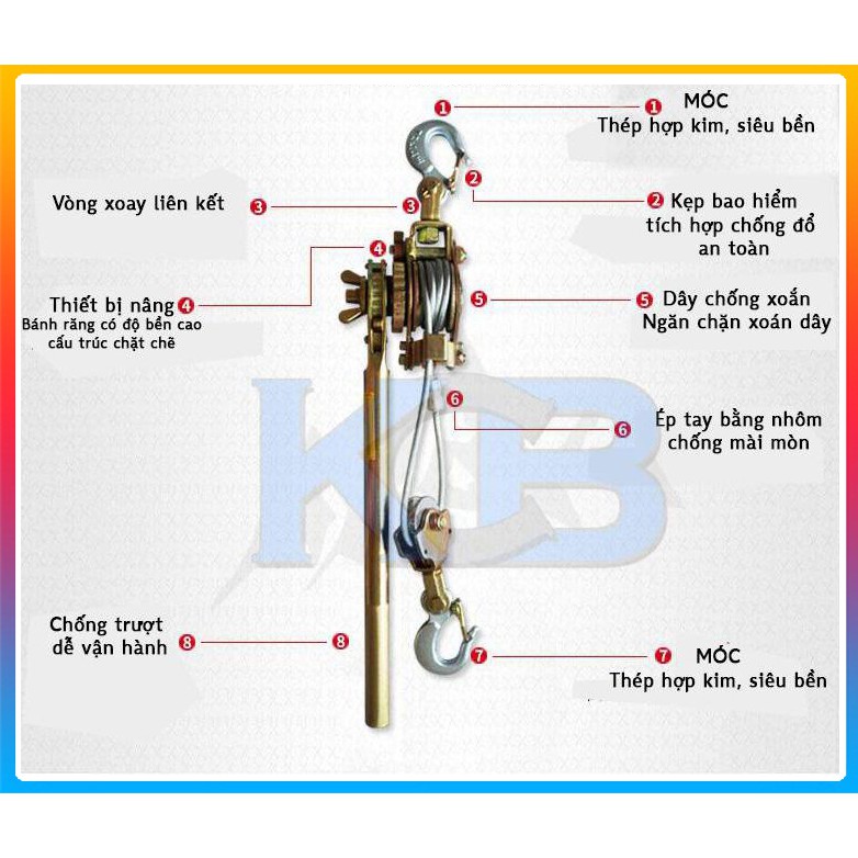 Pa Lăng Lắc Cáp 2 Tấn- Pa lăng cáp lắc tay giá rẻ