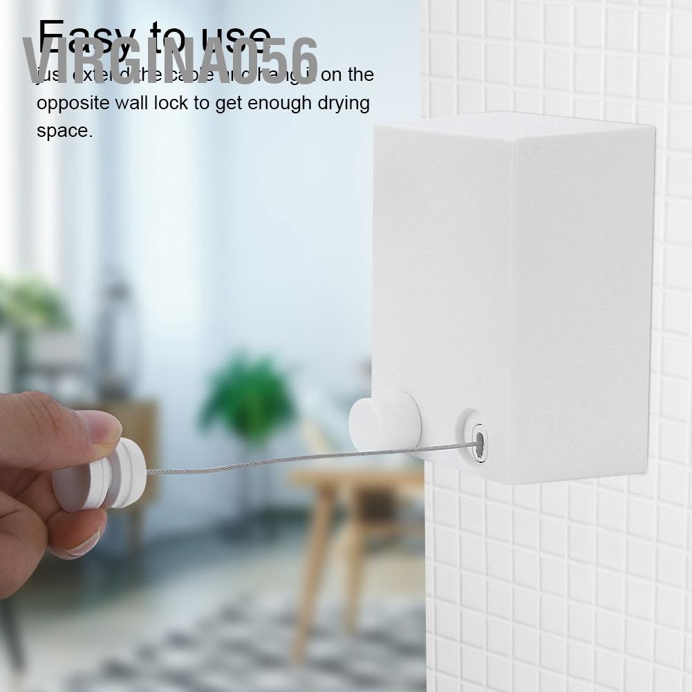 Virgina056 Kính thiên văn có thể điều chỉnh dây phơi quần áo treo tường Dây bằng thép không gỉ cho đồ giặt trong phòng tắm