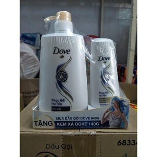 Dầu gội Dove phục hồi tóc hư tôn 650ml tặng kem xả 140g