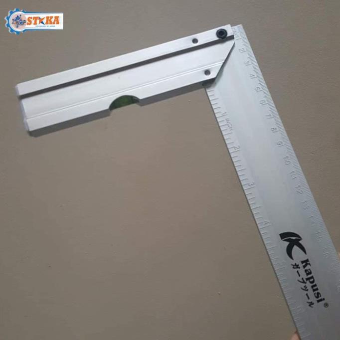 Thước Ke Góc Vuông Nhôm Kapusi Nhật Bản 30cm Có Thiết Kế Nivo - Thước vuông 90 độ bằng chất liệu Nhôm chống gỉ