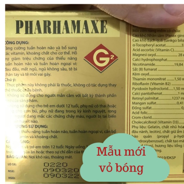 [Mua 10 tặng 1] [mẫu mới] [date mới] CHÍNH HÃNG PHARHAMAXE G2 TUỆ LINH (VỈ)- tuần hoàn não | BigBuy360 - bigbuy360.vn