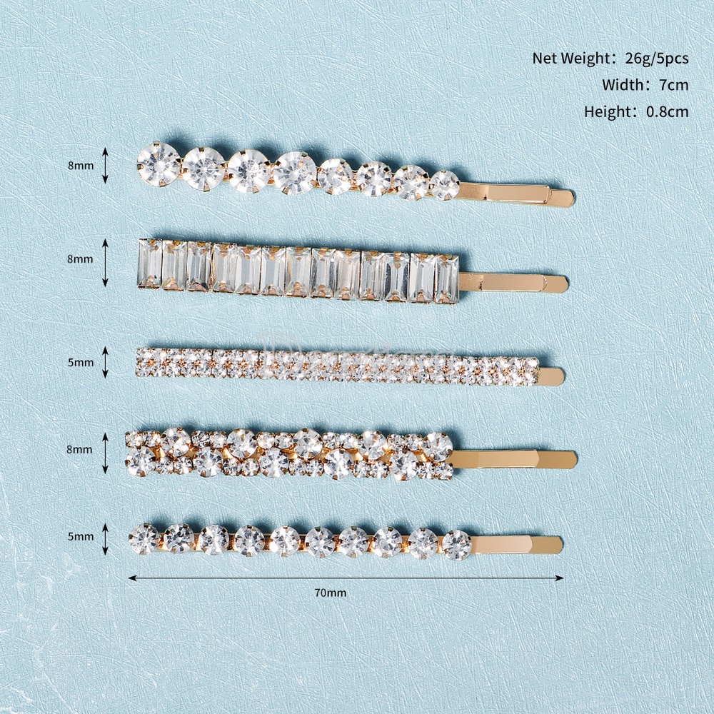 Set 5 Kẹp Tóc Đính Đá Thời Trang Nữ Tính