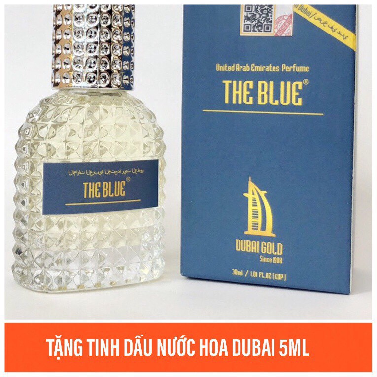 Nước hoa nam Dubai Gold The Blue 30ml dạng xịt. Tặng tinh dầu Dubai 5ml khác mùi (Inbox shop để chọn mùi).