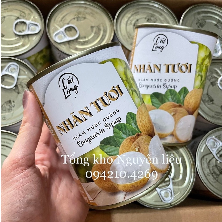 Nhãn Ngâm Nước Đường/Nhãn Tươi Đóng Hộp lon 565g- CHUYÊN DÙNG CHO CHÈ/KEM/TRÀ NHÃN