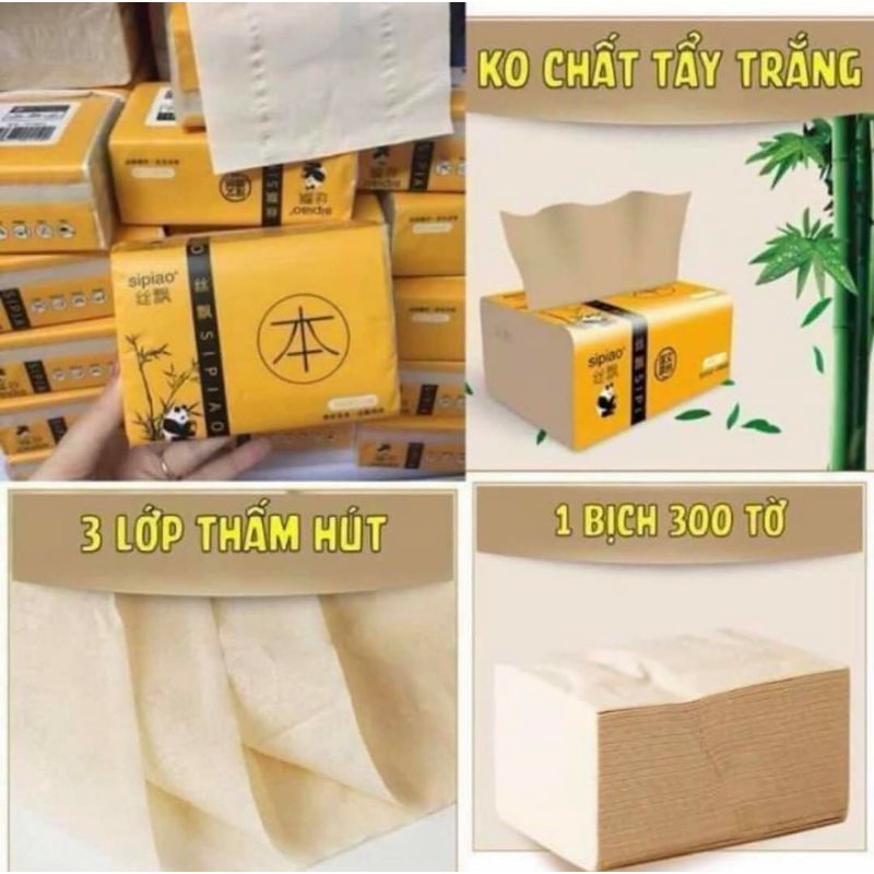 ❤️❤️Mua 5 tặng 1 Giấy ăn gấu trúc SIPAO Loại 1 ( gói 300 tờ ) Siêu tiết kiệm.