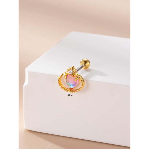 1 Khuyên Tai Hình Trái Tim Bằng Thép Không Gỉ 316L