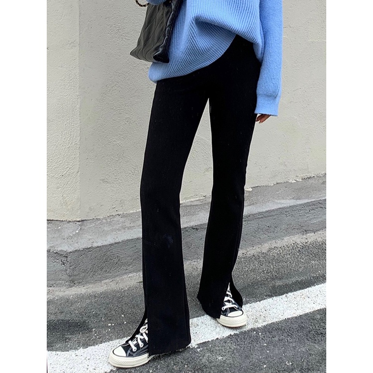 Quần Dài Ống Rộng Thiết Kế Xẻ Tà Thời Trang Xuân Thu Cá Tính Cho Nữ