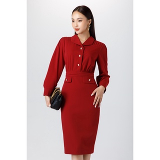 Đầm ôm vai xếp nếp