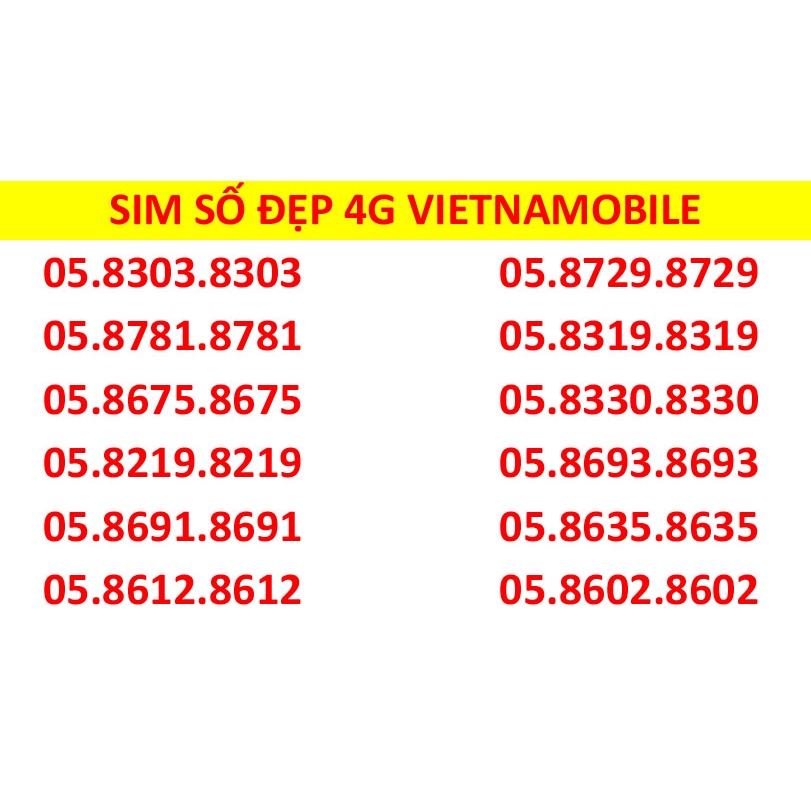 Sim Taxi Số Cặp Dễ Nhớ Giá Rẻ – Sim 4G Vietnamobile Tốc Độ Cao – 6Gb/ngày – 180gb/Tháng – Nghe Gọi Miễn Phí