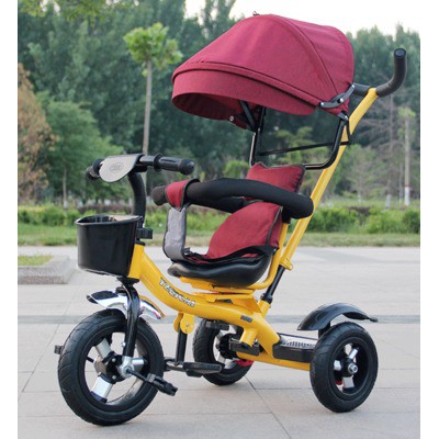 Xe đẩy 3 bánh giỏ hàng - xe dẩy đa chức năng có ghế xoay cho trẻ em từ 1-6 tuổi