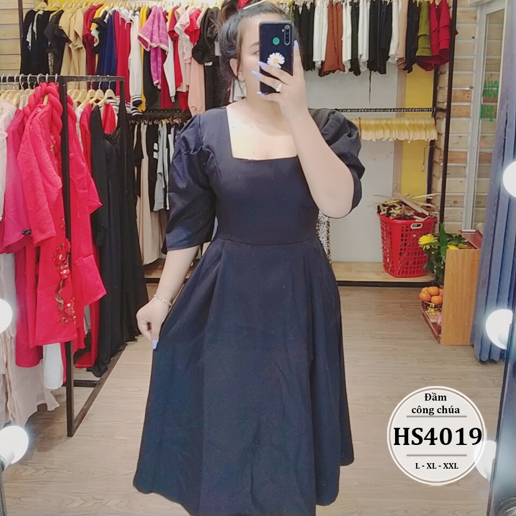 Đầm bigsize nữ dáng xòe công chúa HS4019 - Váy bigsize dự tiệc, đi chơi  - Màu Đen, Trắng, Nude - Size 65-90kg L XL XXL | BigBuy360 - bigbuy360.vn