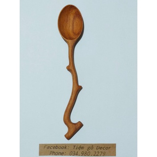 Muỗng gỗ cành cây tần bì màu sáng, thìa gỗ cây decor cách điệu xinh xắn làm quà tặng độc đáo