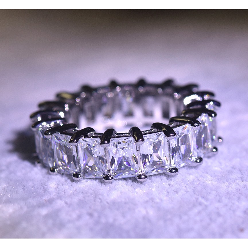 Nhẫn kim loại khảm đá phong cách sang trọng cho nữ