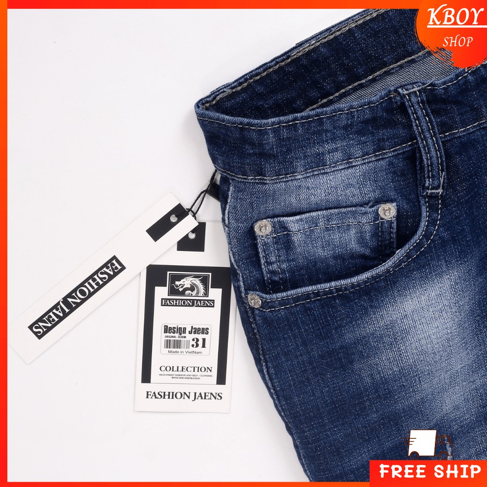 Quần jean nam [𝐅𝐑𝐄𝐄𝐒𝐇𝐈𝐏] Quần jeans rách ống ôm chất bò cao cấp vải mềm mịn hợp dáng - QJ08