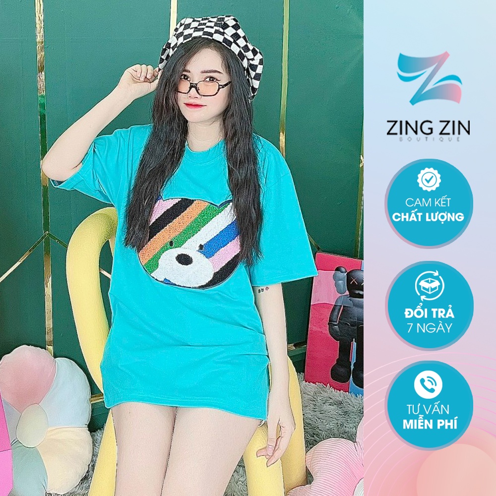 Áo Thun Hình Thêu Nổi Mặt Gấu 7 Màu Quảng Châu Cao Cấp  - AT23