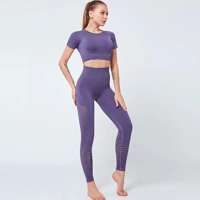 Bộ Tập Gym Nữ, Yoga Chất Vải Dệt Kim Phù Hợp Cho Mùa Hè - Hàng Quảng Châu Cao Cấp